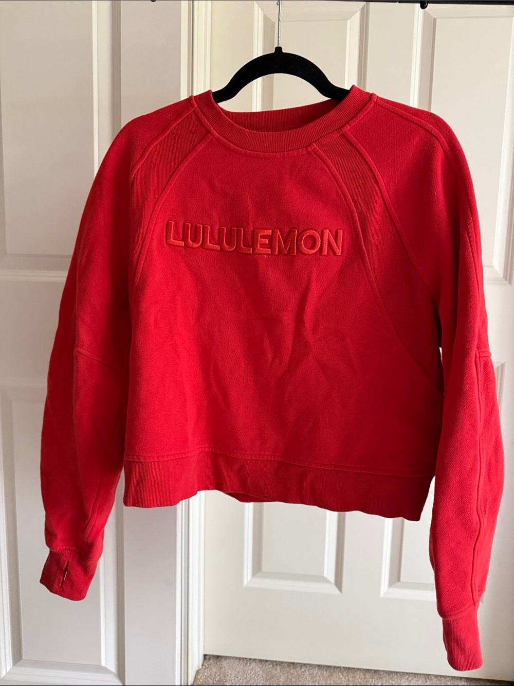 lululemon athletica Red Crewneck Sweatshirt with Embossed Logo